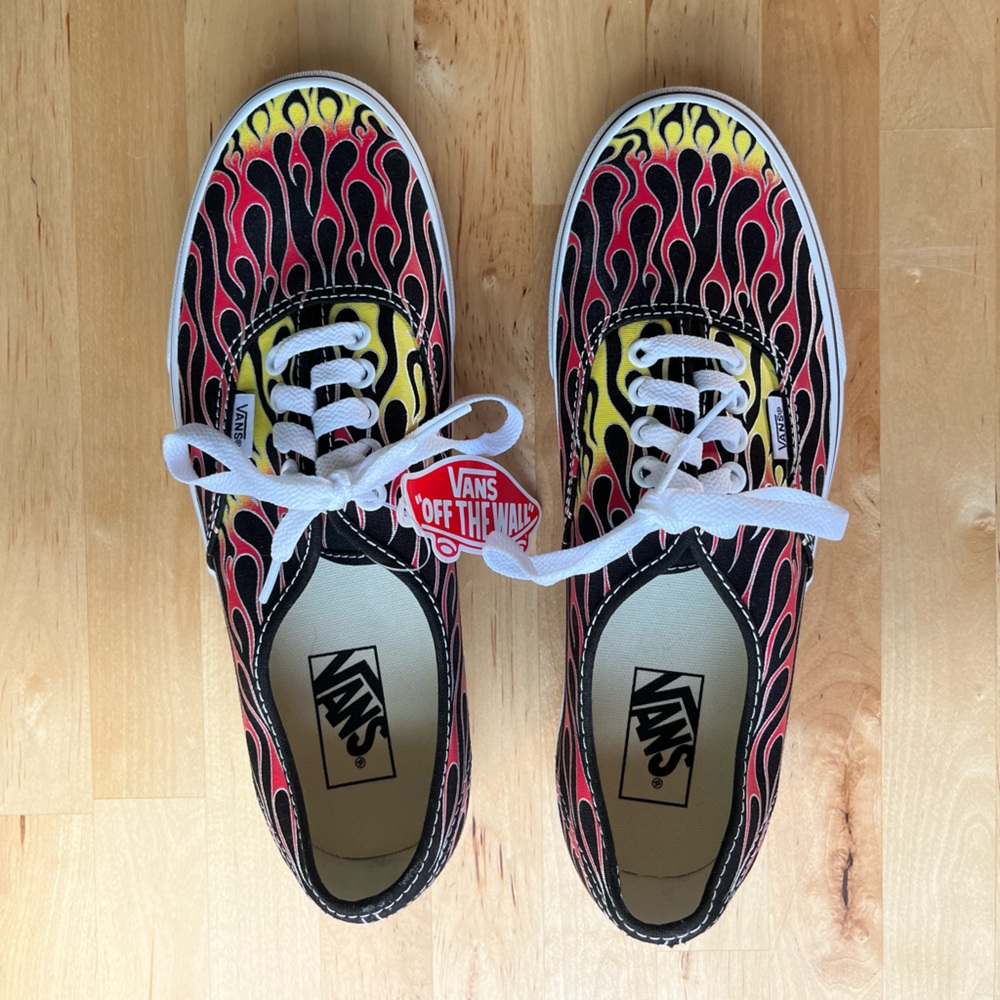 NWT Vans Authentics - Black with Flames
